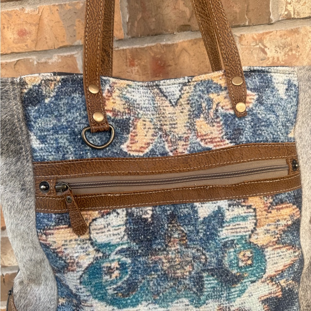 Bohemian Blue and Tan Tote Bag